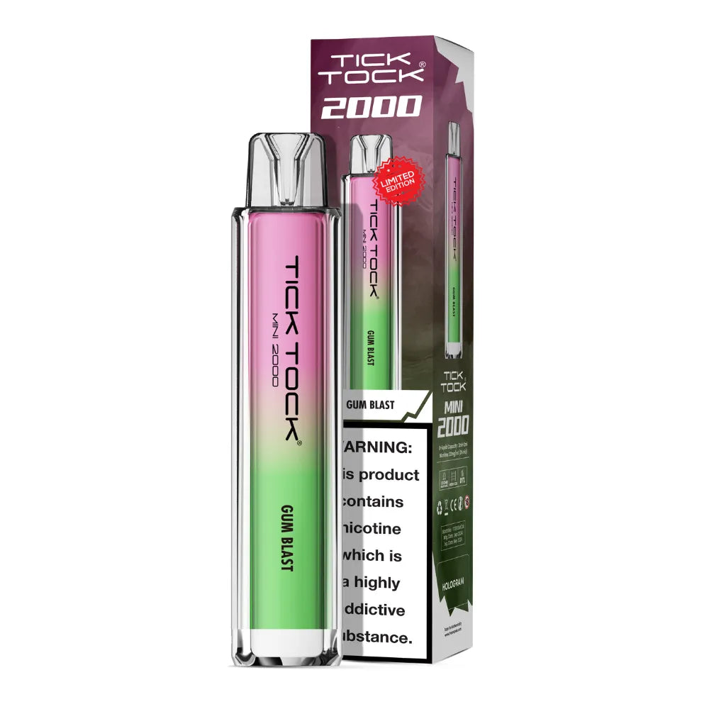 Tick Tock vape pen with packaging on a white background