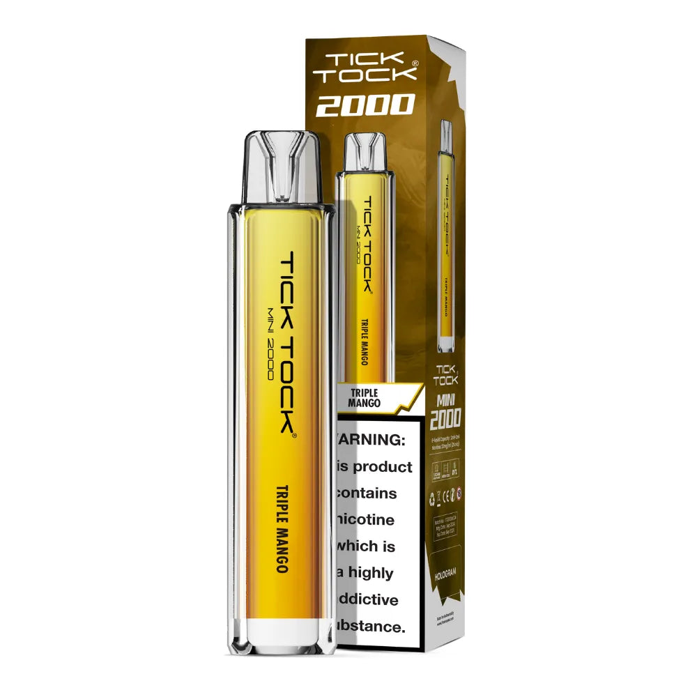 Tick Tock vape pen and packaging on a white background