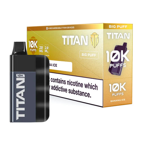 Box of 5 - TITAN 10k Puffs - Banana Ice