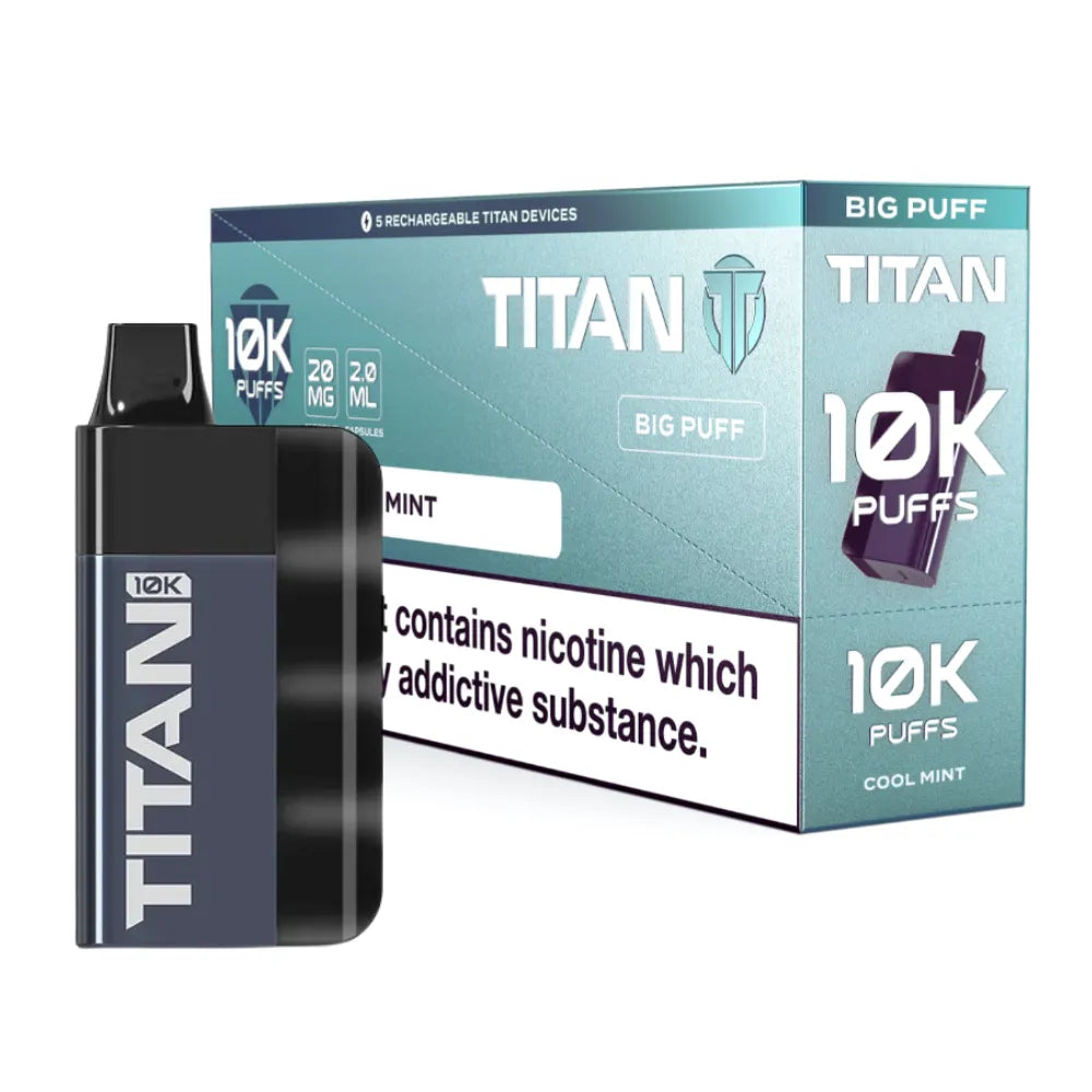 Box of 5 - TITAN 10k Puffs - Cool Mint