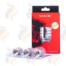 SMOK V12 Prince Strip vaping coils with packaging on a white background