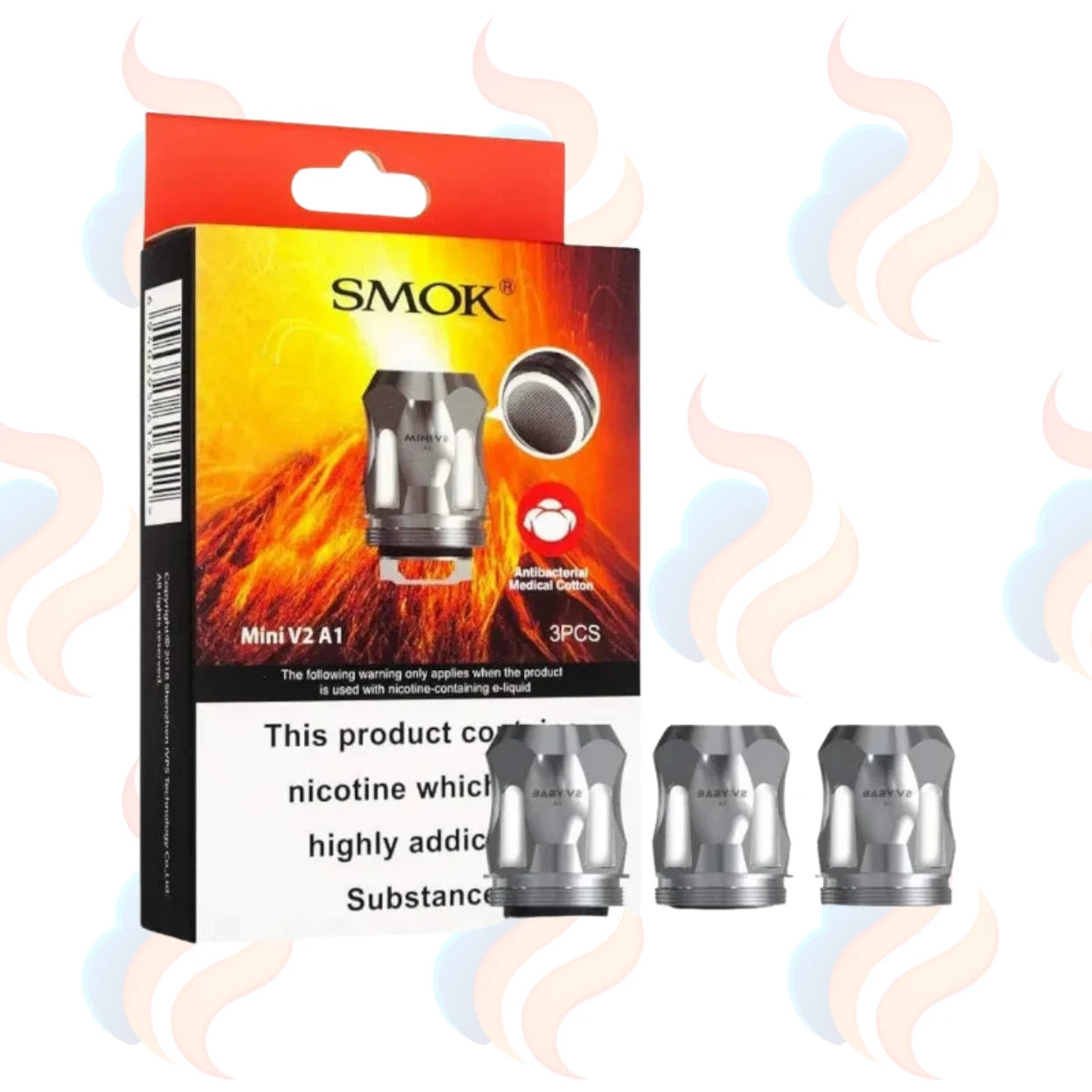 SMOK vape coil packaging with three coils on a white background