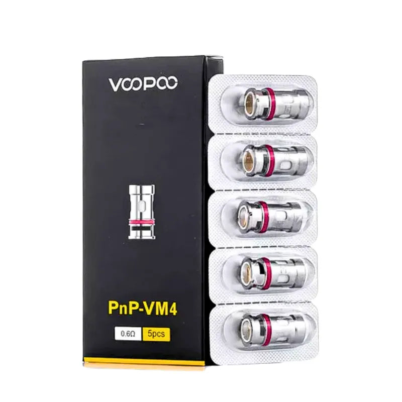 VOOPOO PNP-VM4 vape coils packaging with black box and white display.