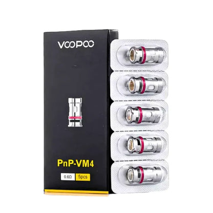 VOOPOO PNP-VM4 vape coils packaging with black box and white display.