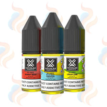Three GS Juice Vaporlax E-liquids on a white background with UK Vape Supply Logo
