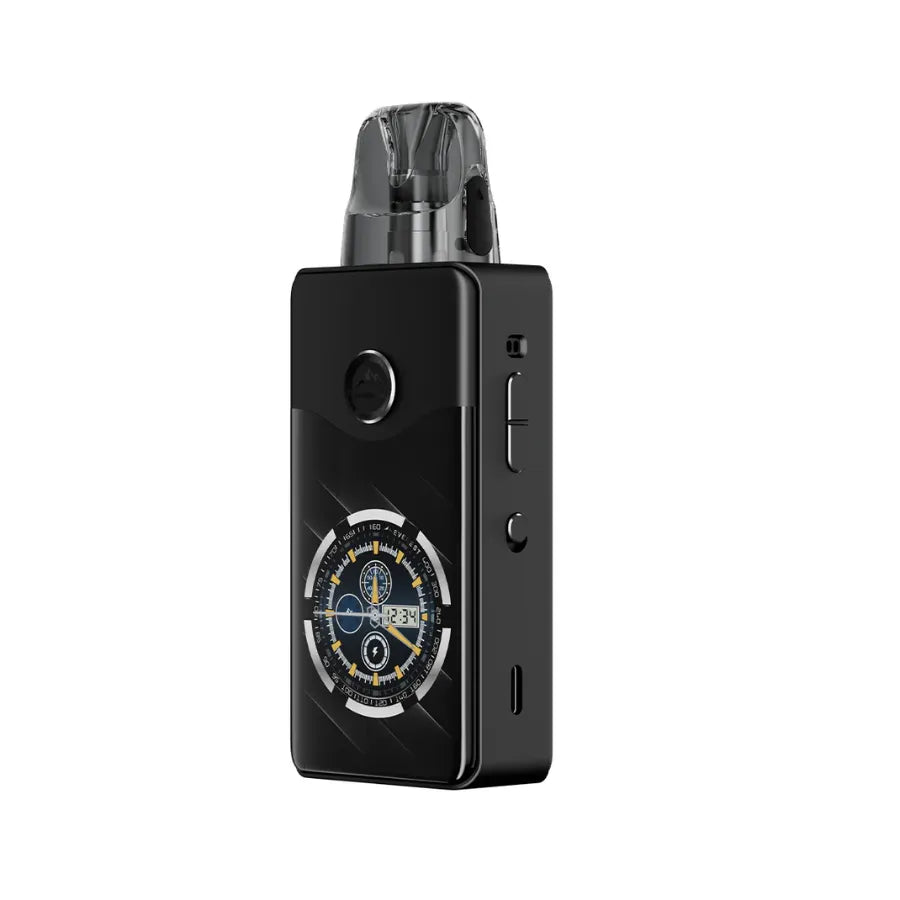 Black vape device on a white background