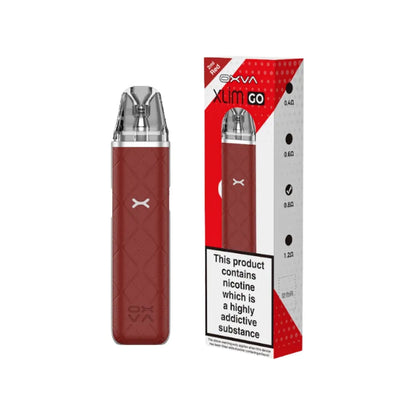 OXVA Xlim Go Red vape device with red and white packaging on a white background
