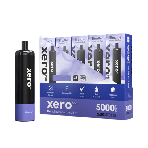 Wholesale - Pack of 5 - Xero Pro 5000 ZERO NICOTINE - Blueberry Raspberry