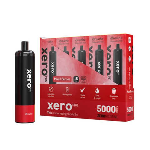 Wholesale - Pack of 5 - Xero Pro 5000 ZERO NICOTINE - Mixed Berries