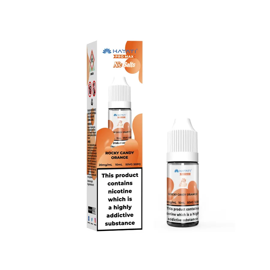 bottle of hayati vape juice with packaging on a white background