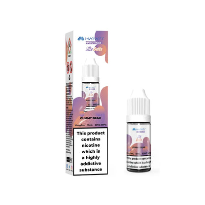 Vape device and packaging with nicotine warning label on a white background