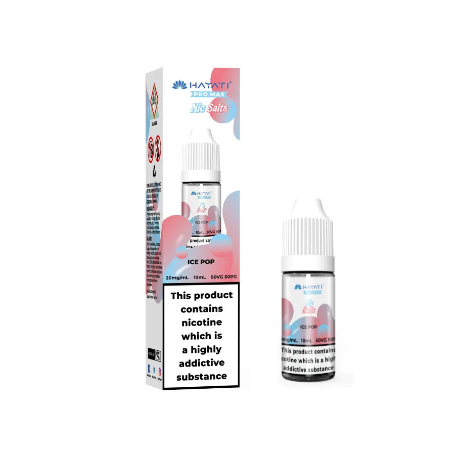 bottle of hayati vape juice with packaging on a white background