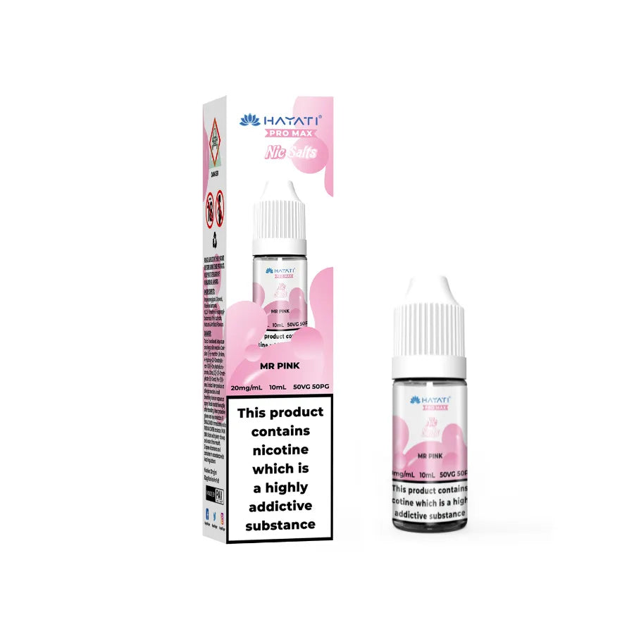 bottle of hayati vape juice with packaging on a white background