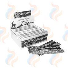 Box of 24 Highland Headquarter Papers with branding and design on a white background
