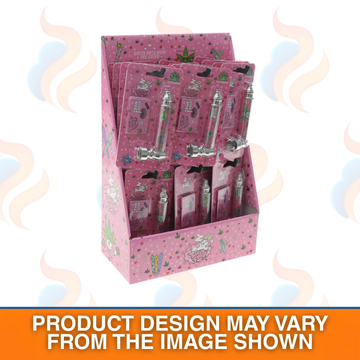 Pink packaging with decorative elements on a white background