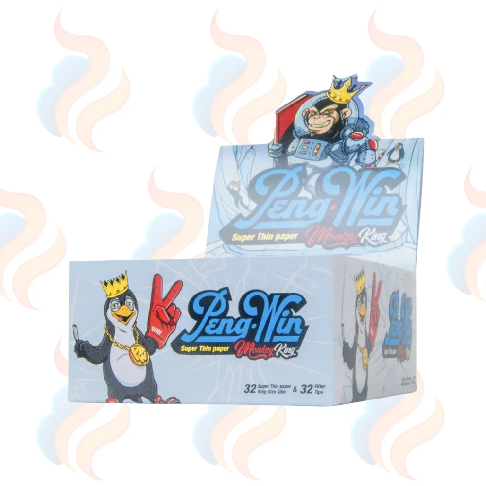 Penguin-themed product packaging with cartoon characters on a white background