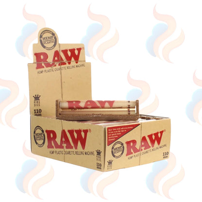 RAW rolling paper packaging with rolling machine on a white background