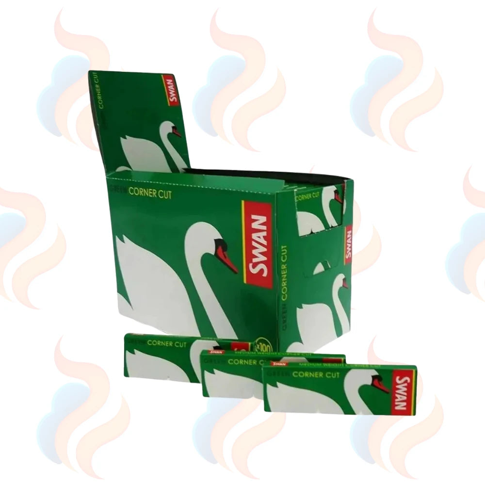 Green boxes with Swan branding on a white background