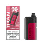 Red and black TITAN X vaping device with packaging on a white background