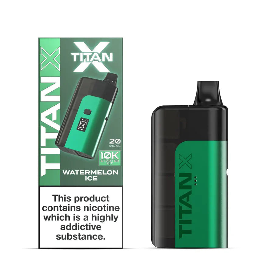 Titan X vape device and packaging on a white background